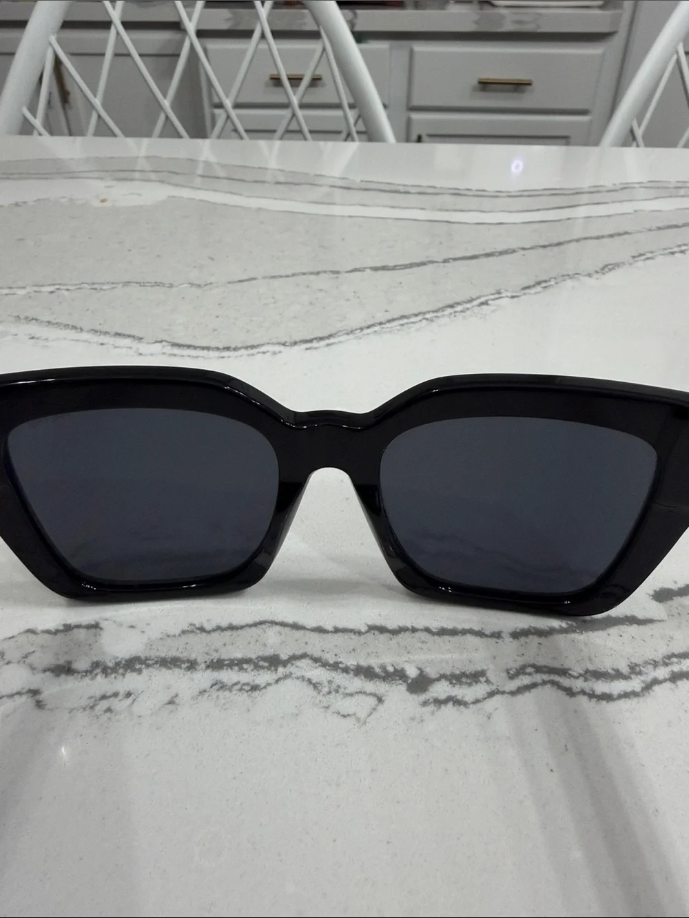 FREYRS Bon Chic Black Oversized Square Cat-Eye Sunglasses